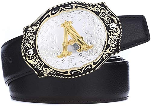 KAERMU Hebilla de cinturón con iniciales, hebilla de cinturón de metal hecha a mano de vaquero occidental, unisex