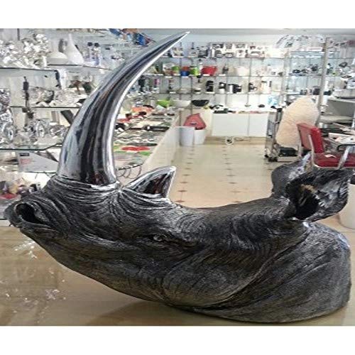 Kare Design Cabeza Decorativa Rhino Antico, Plata, 53x19x44cm