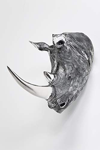 Kare Design Cabeza Decorativa Rhino Antico, Plata, 53x19x44cm