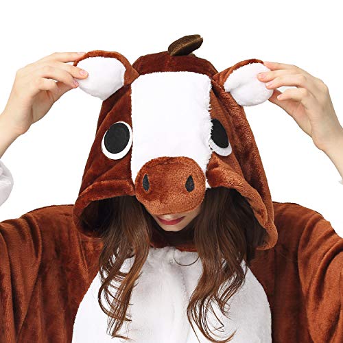 Katara- Pijamas Enteros Diferentes Animales y Tamaños, Adultos Unisex, Color Caballo marrón, Talla 145-155cm (1744)