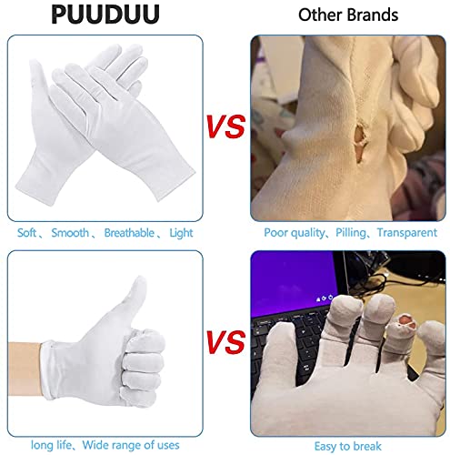 KDWOA Guantes de algodón blanco, 12 pares de guantes de protección Care