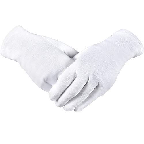 KDWOA Guantes de algodón blanco, 12 pares de guantes de protección Care