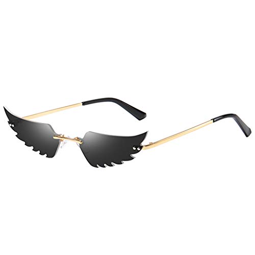 KEERADS- Gafas de sol para mujer, diseño de llamas creativas para mujeres, monturas de gafas de metal para hombres, gafas de sol vintage de estilo punk Negro
 Talla única