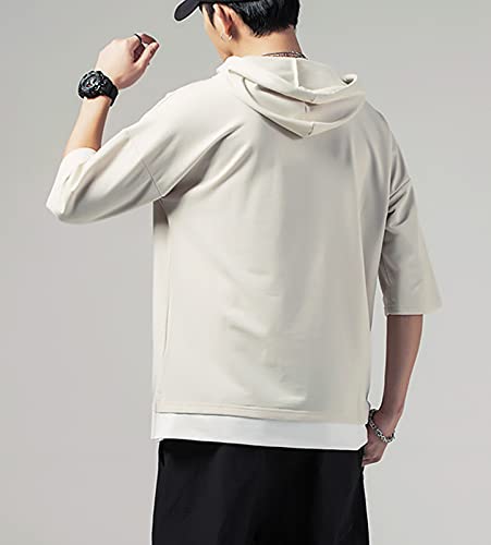 KENAIJING Camiseta Hombre, Hombre Sudadera con Capucha Hoodie Casual Camisa de Entrenamie (Albaricoque, 2XL (Peso 65-70 kg - Altura 175-180 cm))
