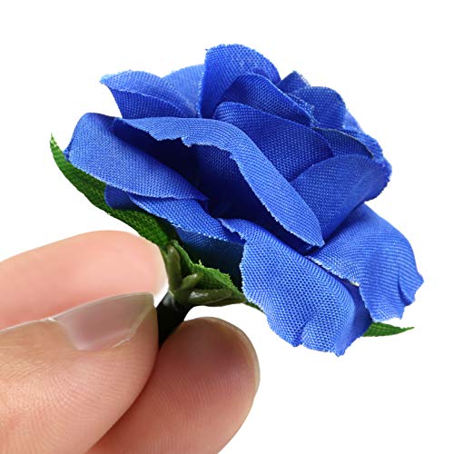 Kesote 50 Cabezas de Rosas Artificiales Flores Artificiales para Manualidades Decoración de Bodas Fiestas, Azul, 4 CM
