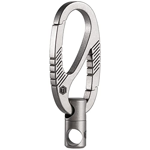 KeyUnity KM09 Clip de llavero con mosquetón de titanio, organizador de porta llaves EDC de liberación rápida de doble puerta con conector para llavero para hombres y mujeres