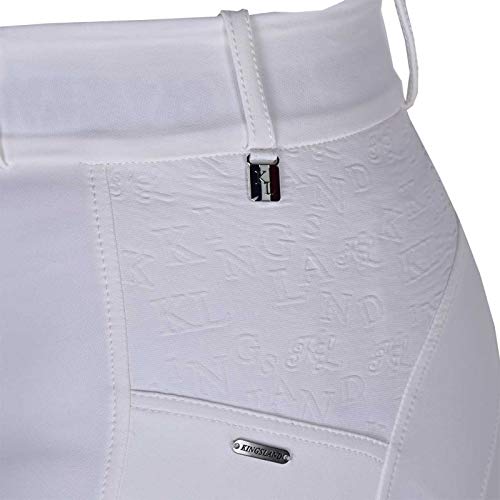 Kingsland Pantalones de equitación para mujer KLkadi con agarre completo, pantalones de equitación con cintura alta, color blanco, talla 36