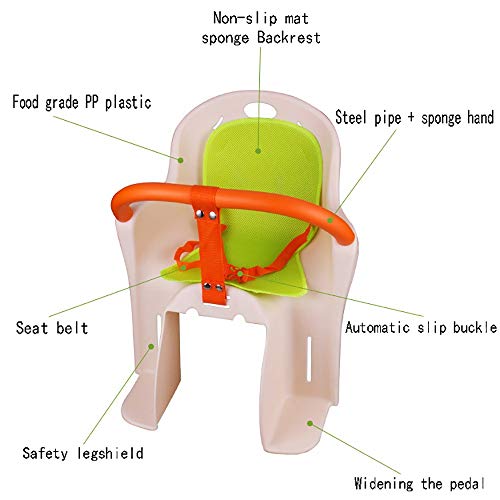 KIRA Asiento De Bicicleta para Niños Sillín De Seguridad para Niños Cojin Antideslizante Cinturón De Seguridad Diseño Transpirable Apto para Bicicletas, Vehículos Eléctricos De Pedales