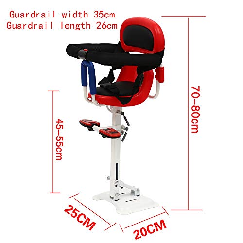 KIRA Asiento para La Bicicleta Delantero Sillín De Seguridad para Niños Respirable Pedal Plegable Valla De Seguridad Cinturón De Seguridad Adecuado para Vehículos Eléctricos De Pedales