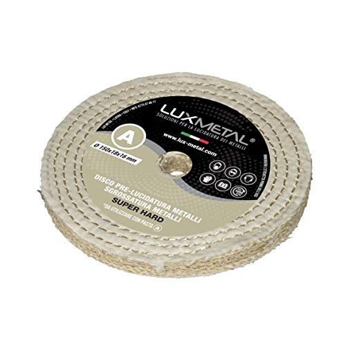 Kit de 2 discos pulidores de 150 mm Lux Metal sisal de algodón desbaste y pulido elimina óxido para aluminio, acero inoxidable, latón, cobre, bronce, hierro, madera plástica