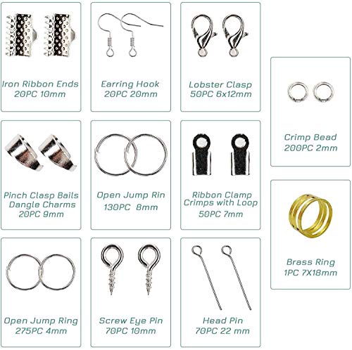 Kit de accesorios de joyería hechos a mano, juego de abalorios y fabricación de joyas con alicates para principiantes de bricolaje, suministros de joyería, plata