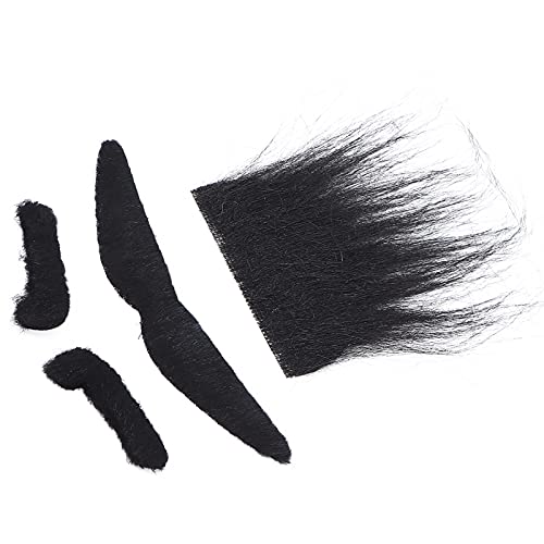Kit de cejas de bigote de barba falsa autoadhesiva, disfraz de barba de felpa de Halloween, decoración de fiesta, accesorio de bigote para barba y pelo facial(Púrpura)
