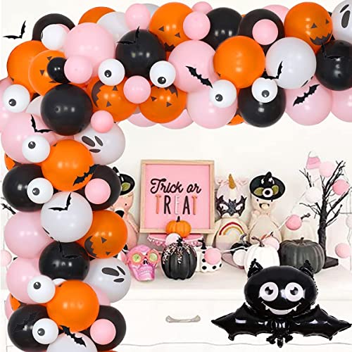 Kit de guirnalda de globos de Halloween, decoración de fiesta temática de Halloween, con diseño de globo de murciélago, pegatinas de pared para niñas, cumpleaños, baby shower