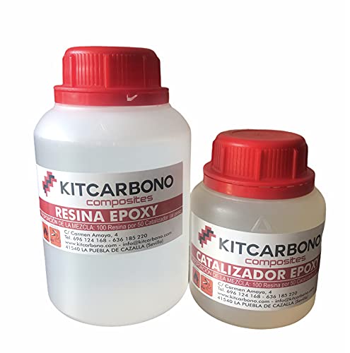 Kitcarbono Resina Epoxi Profesional Transparente Alta Calidad 500gr para Joyería, manualidades, mesas de madera, fibra de carbono.