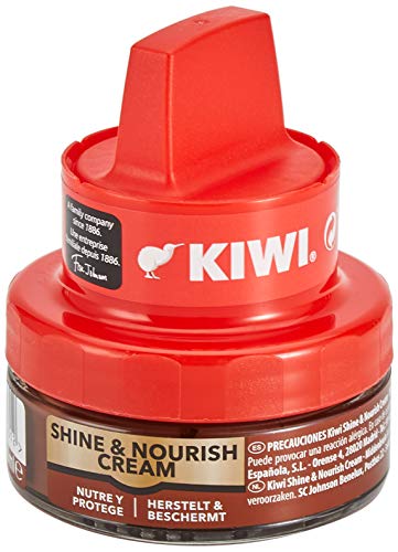 KIWI Crema abrillantadora con aplicador, Nutre y Protege, para calzado Marrón medio, 50ml