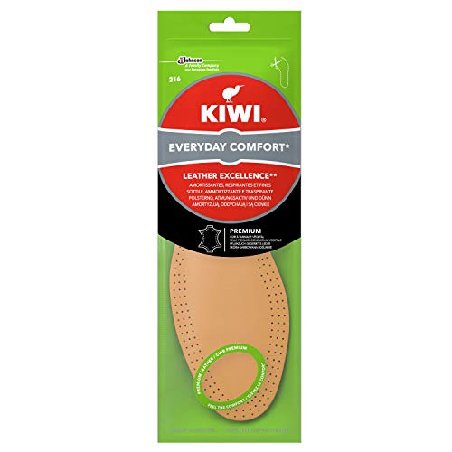 Kiwi Plantillas de piel auténtica para uso diario amortiguadoras y transpirables, talla 36-46