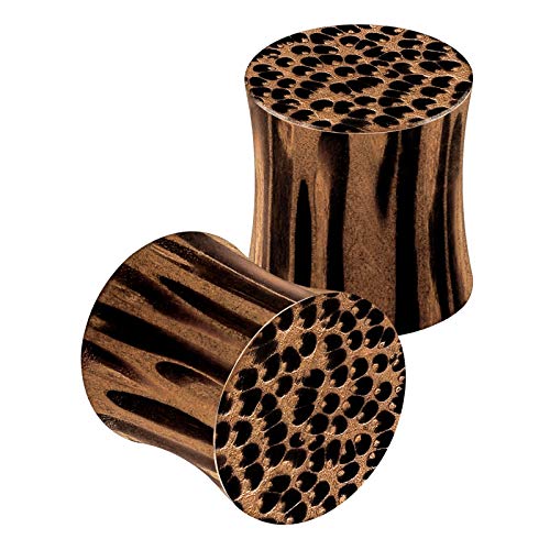 KJM Fashion 2 piezas de madera doble acampanada silla de montar coco, calibre de oreja dilatador lóbulo pendiente piercing joyería Ver más tamaños