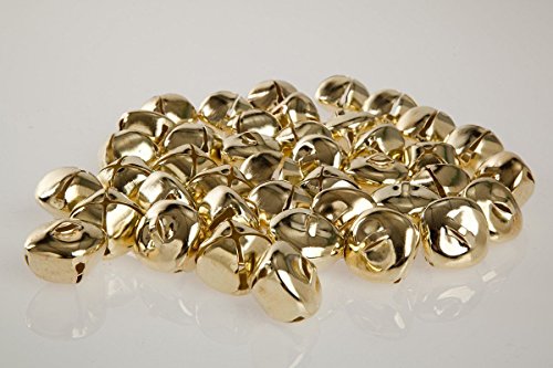 Kleenes Traumhandel – Juego de 50 cascabeles cuadrados (24 mm, hierro con anilla), color dorado