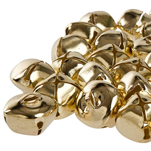 Kleenes Traumhandel – Juego de 50 cascabeles cuadrados (24 mm, hierro con anilla), color dorado
