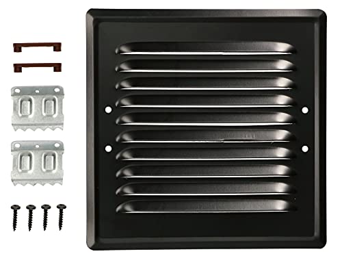 KOTARBAU® Haeusler-Shop - Rejilla de ventilación (165 x 165 mm, metal, con protección contra insectos), color negro