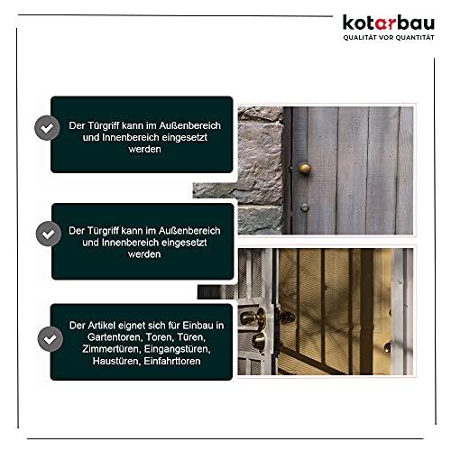 KOTARBAU® Pomo para puerta giratorio, color marrón, con tornillos de montaje, de acero lacado, pomo de bola, pomo giratorio, herraje de protección