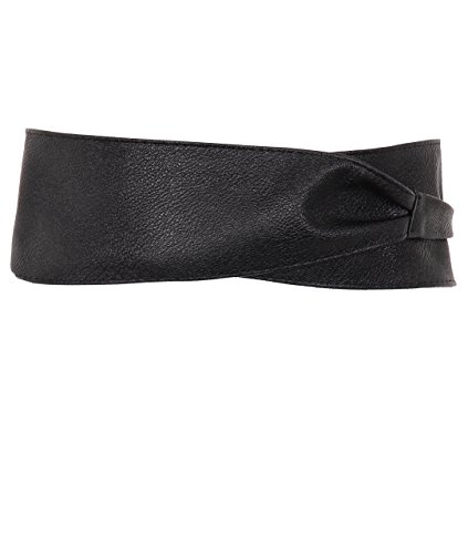 KRISP Cinturón Mujer Ancho Corsé Atado Cordón Cuero De Imitación, Negro, 14987-BLK-OS
