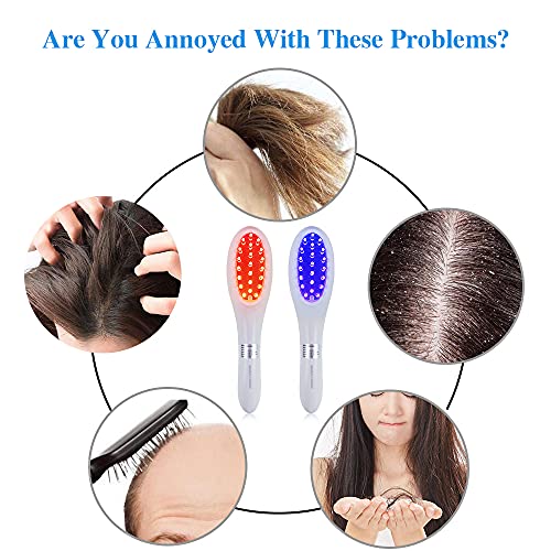 KTS Peine para el crecimiento del cabello con luz roja y azul, terapia de luz roja para el cuidado del cabello y activación de los folículos, peine anticaída para hombres y mujeres
