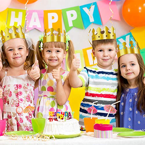 Kulannder 28 Pack Gold Paper Crown Gold Foil Party Crown Gorra de Sombrero para celebración de cumpleaños Photo Props (2 Estilos)