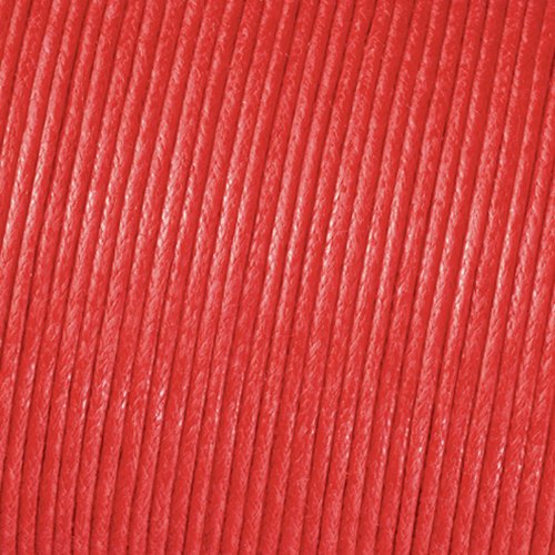 Kumihimo Cordón Encerado de algodón de 2 mm x 6 m, Color Rojo