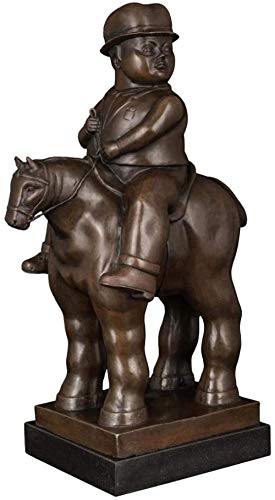 KUPR Escultura Estatua Decoración Artículo Escultura Personaje Escultura de Bronce Estatua Caballero Gordo Caballo Escultura de Bronce Decoración de Personajes