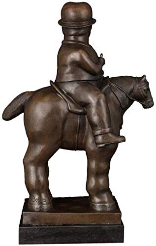 KUPR Escultura Estatua Decoración Artículo Escultura Personaje Escultura de Bronce Estatua Caballero Gordo Caballo Escultura de Bronce Decoración de Personajes
