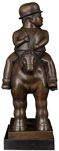 KUPR Escultura Estatua Decoración Artículo Escultura Personaje Escultura de Bronce Estatua Caballero Gordo Caballo Escultura de Bronce Decoración de Personajes