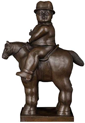 KUPR Escultura Estatua Decoración Artículo Escultura Personaje Escultura de Bronce Estatua Caballero Gordo Caballo Escultura de Bronce Decoración de Personajes