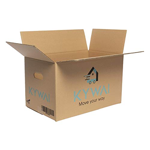 KYWAI. Pack 10 Cajas Carton Mudanza y Almacenaje 500x300x300. Grandes con asas. Caja carton reforzado. Fabricadas España.