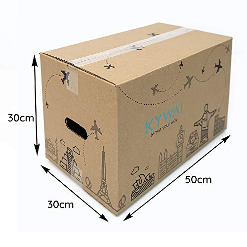 KYWAI. Pack 20 Cajas Carton Mudanza y Almacenaje 50x30x30 cm. Grandes con asas. Caja carton reforzado. Fabricadas España.