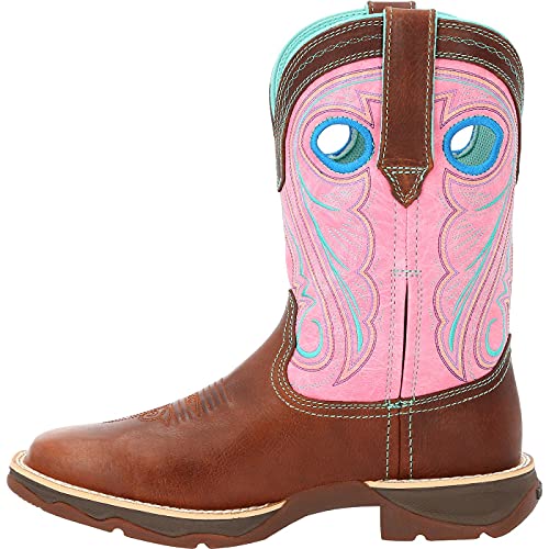 Lady Durango Women's Chestnut & Pink Rose Western Boot Size 6.5(M)