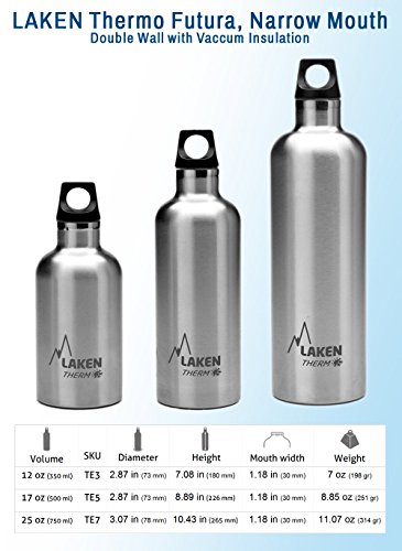 Laken Futura Botella Térmica de Acero Inoxidable 18/8 y Aislamiento de Vacío con Doble Pared, Rojo, 750 ml