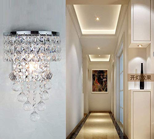 Lámpara de pared moderna K9 Aplique de pared de cristal Apliques de pared Aplique de pared para dormitorio Luces de sala de estar E14 Lámpara de noche Lámpara de dormitorio, Plata, Dorado