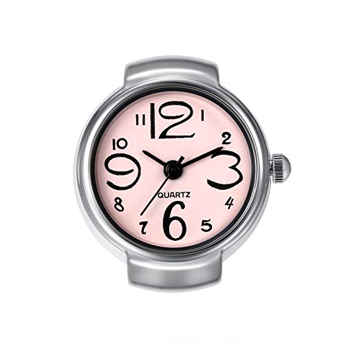Lancardo Reloj Anillo Fashion Diseño Cadena Elástica Reloj Decorativo Creativo Dial Rosa Redondo con Escala Digital Reloj de Cuarzo Joyería de Bisuteria 1 ATM Impermeable Regalo para Mujer Hombre