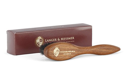Langer & Messmer cepillo de zapatos Premium fabricado con pelo de caballo negro para aplicar betún y cera