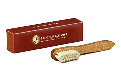 Langer & Messmer kit de 2 cepillos para zapatos hechos de 100% de crin de cavallo - el cepillo ideal para la suela y el talón (blanco/blanco)