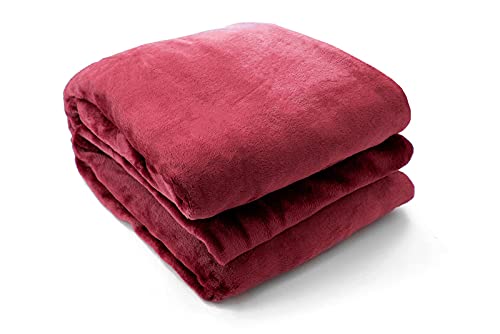 LASE C9 Manta de Franela para Cama y Sofa. Cobertor Polar Grande con Pelo Suave de Múltiples Colores para Taparse Cuando Hace Frío. (Burdeos, S - 130 x 160cm)