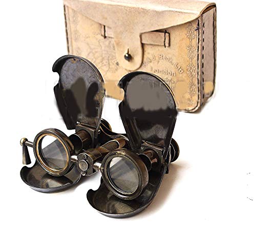 Latón antiguo Spyglass Funda de piel Binocular Vintage Victoria regalo 2016