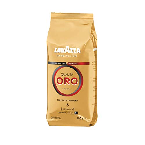 Lavazza Café en Grano, Qualità Oro Perfect Symphony, Café Espresso 100% Arábica Redondo y Aromático, Paquete de 500 g