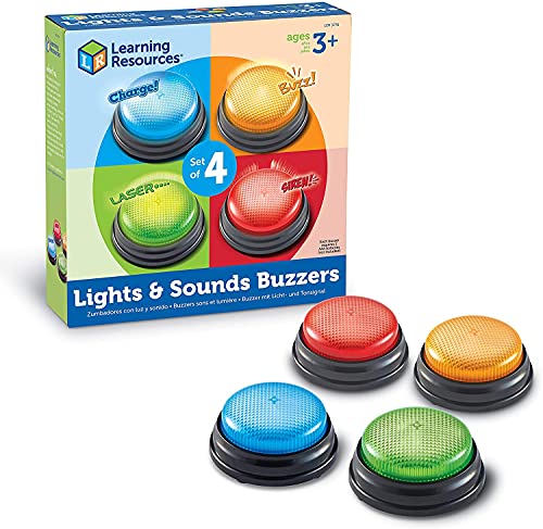 Learning Resources- Botones de Respuesta con luz y Sonido, Set de 4, Color (LER3776)
