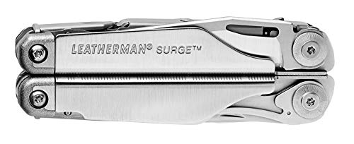 Leatherman Surge - Multiherramienta con 21 usos, incluyendo navajas de tamaño completo bloqueables, alicates regulares y de punta, corta alambres, fabricado en EE.UU, en acero inoxidable