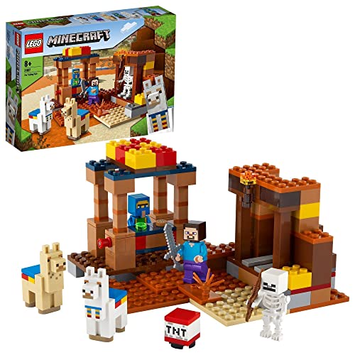 LEGO 21167 Minecraft El Puesto Comercial, Set de Construcción con Figuras de Steve, Esqueleto y Llamas para Niños +8 años