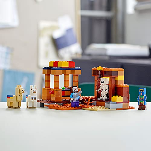 LEGO 21167 Minecraft El Puesto Comercial, Set de Construcción con Figuras de Steve, Esqueleto y Llamas para Niños +8 años