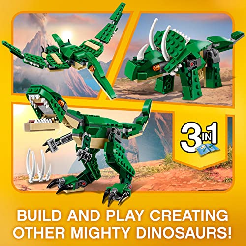 LEGO 31058 Creator 3en1 Grandes Dinosaurios, T. Rex, Triceratops o Pterodáctilo, Juguete de Construcción para Niños y Niñas 7 años