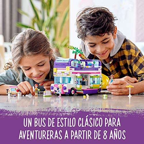 LEGO 41395 Friends Bus de la Amistad Juguete de Construcción para Niños y Niñas 8 años, Autobús con Piscina y Mini Muñecas